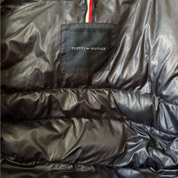 TOMMY HILFIGER Puffer Winter Jacket Red White Navy Color Block Retro Y2K Mens XL - Picture 11 of 12